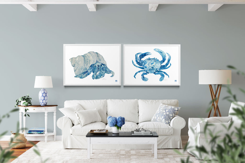 'Into the Blue' Fine Art Prints for Coastal Chinoiserie Home Decor