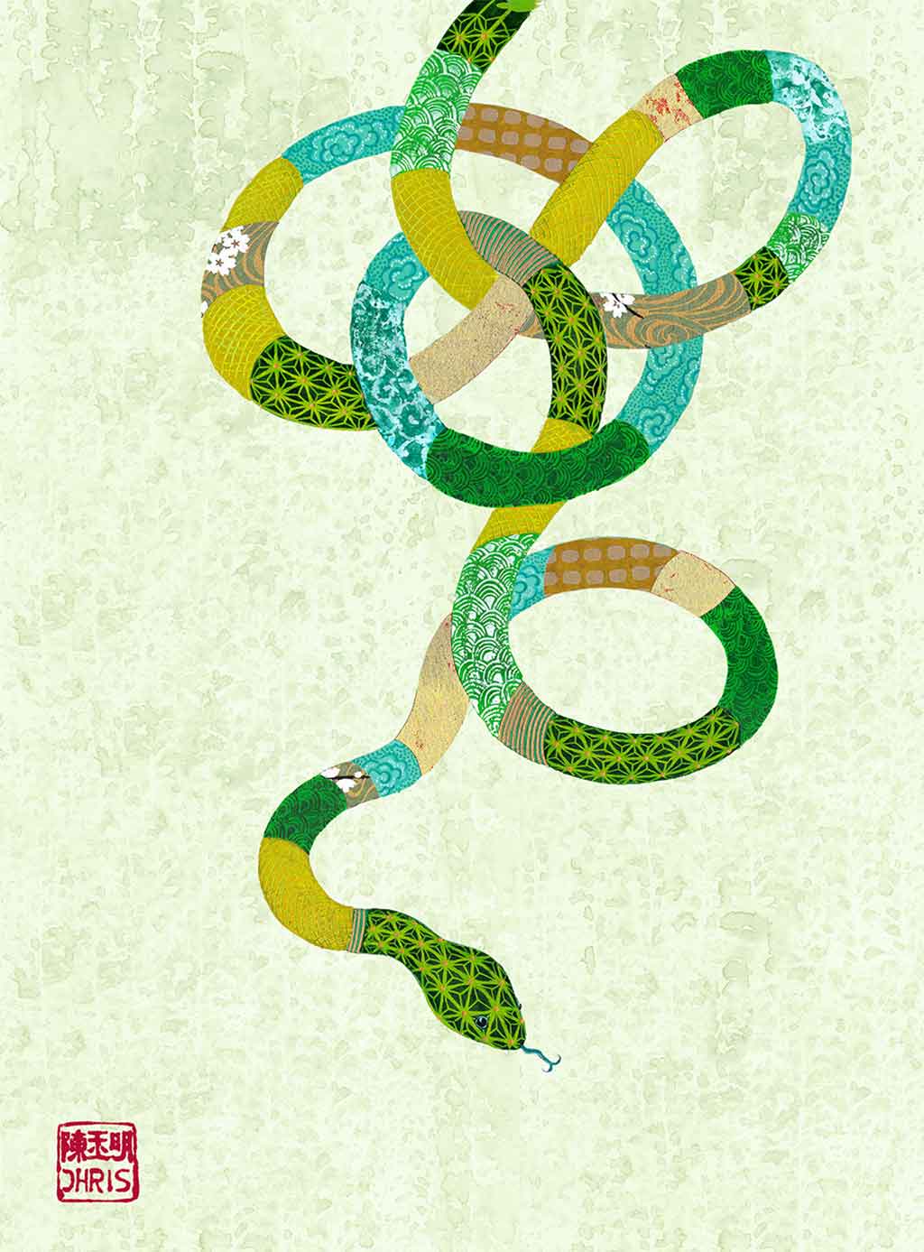 Emerald Snake Fine Art Print by Artist Chris Chun