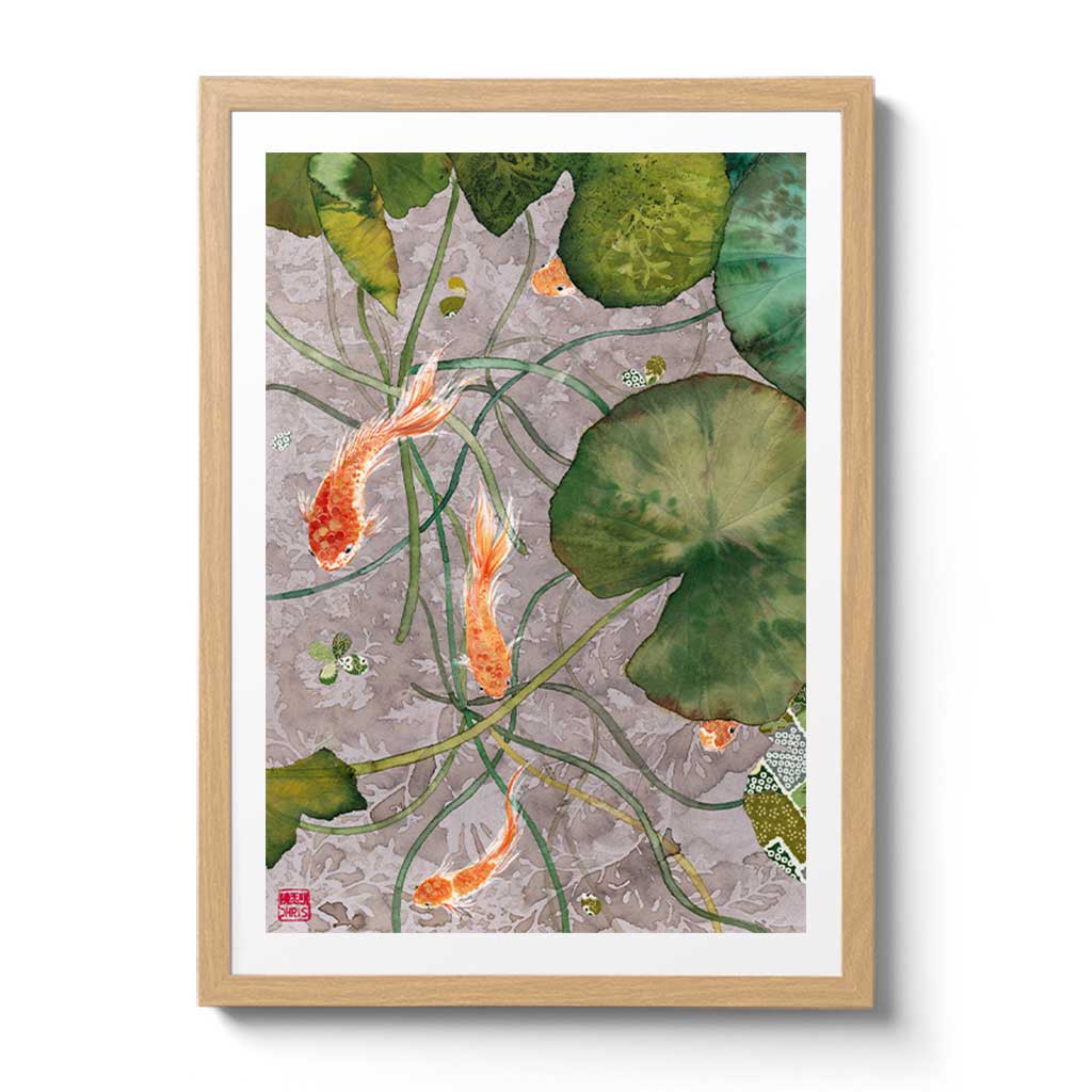 Koi Fish Fine Art Prints and Wall Decor by Australian Chinese Artist Chris Chun. Add beauty and positive feng shui to the home with Guyi Garden.