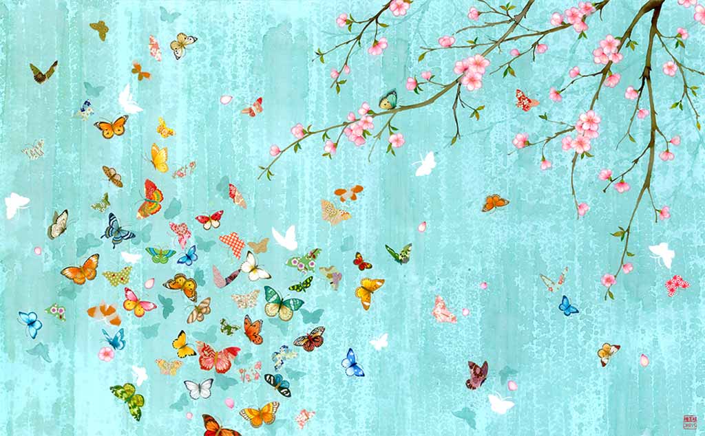 Hanami Fine Art Print by Artist Chris Chun. Printed on Hand crafted Japanese Washi Paper.