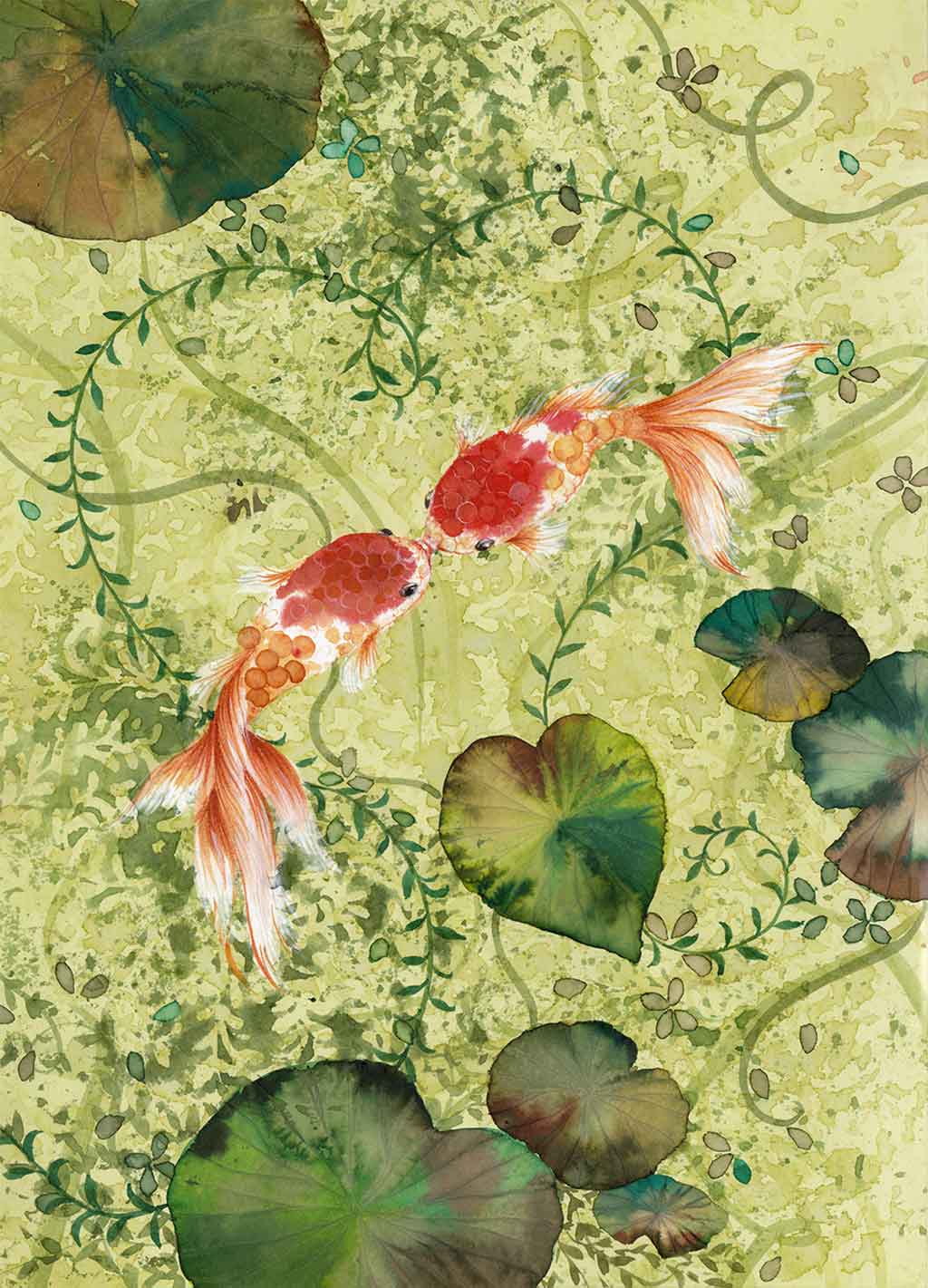 Koi Fish Fine Art Prints and Wall Decor by Australian Chinese Artist Chris Chun. Add beauty and positive feng shui to the home with Love Fish.