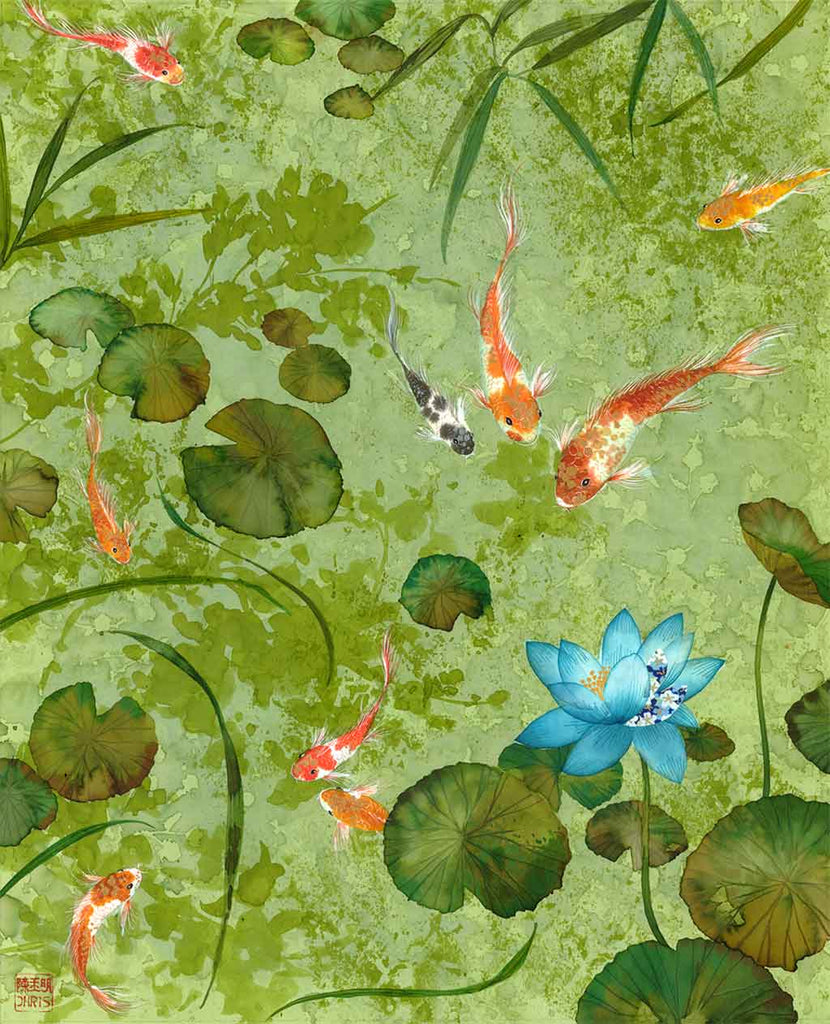 Koi Fish Fine Art Prints and Wall Decor by Australian Chinese Artist Chris Chun. Add beauty and positive feng shui to the home with Michael's Pond.