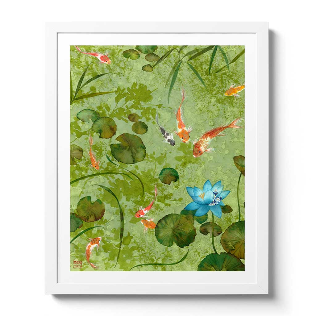 Koi Fish Fine Art Prints and Wall Decor by Australian Chinese Artist Chris Chun. Add beauty and positive feng shui to the home with Michael's Pond.