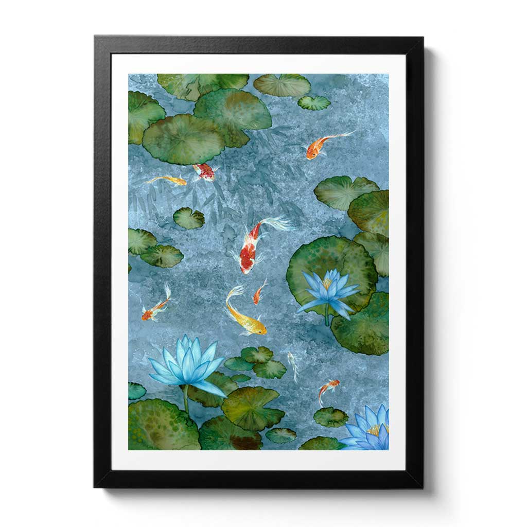 Koi Fish Fine Art Prints and Wall Decor by Australian Chinese Artist Chris Chun. Add beauty and positive feng shui to the home with Pond Of Longevity.