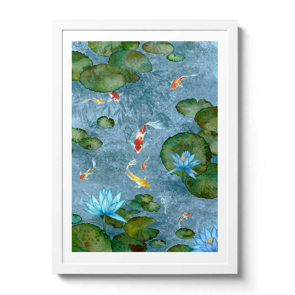 Koi Fish Fine Art Prints and Wall Decor by Australian Chinese Artist Chris Chun. Add beauty and positive feng shui to the home with Pond Of Longevity.