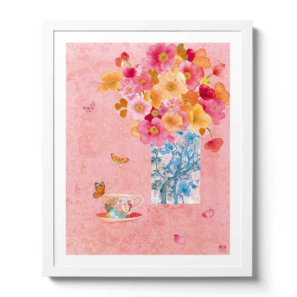 Poppy Vase Teacup Fine Art Print by Artist Chris Chun