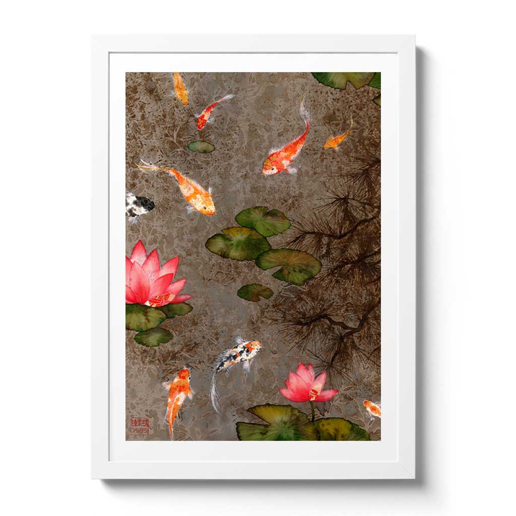 Koi Fish Fine Art Prints and Wall Decor by Australian Chinese Artist Chris Chun. Add beauty and positive feng shui to the home with Tea Garden.
