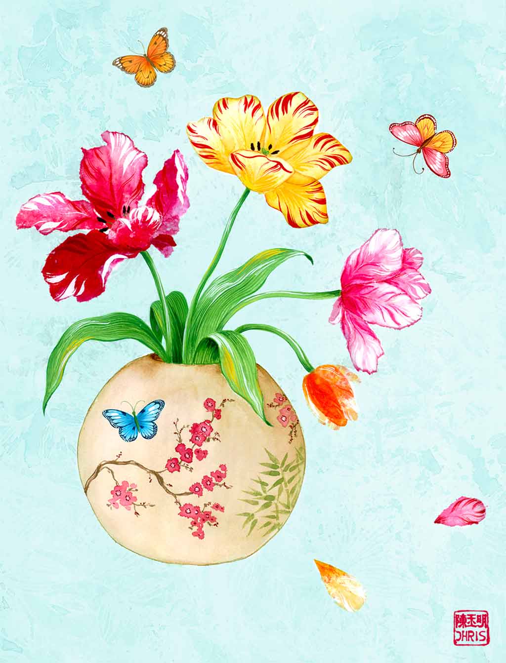 Tulip Vase Fine Art Print by Artist Chris Chun