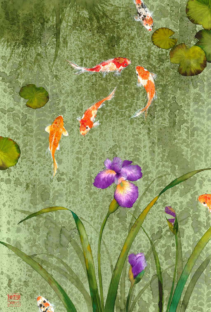 Koi Fish Fine Art Prints and Wall Decor by Australian Chinese Artist Chris Chun. Add beauty and positive feng shui to the home with Wishing Well.