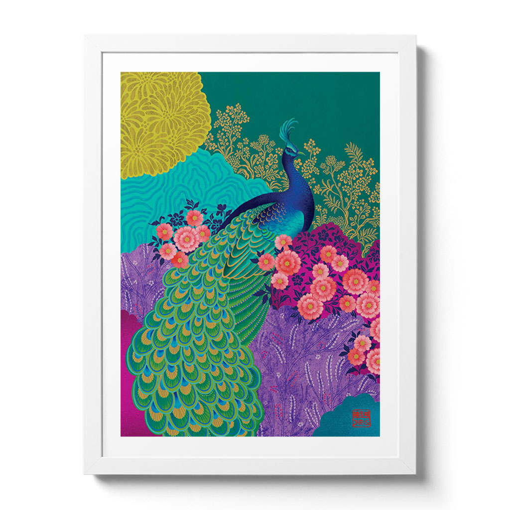 Peacock Indochine Fine Art Print by Artist Chris Chun