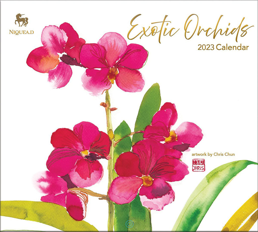 2023 Orchid Calendar with Gold Foil Accents by Chinoiserie Chris Chun