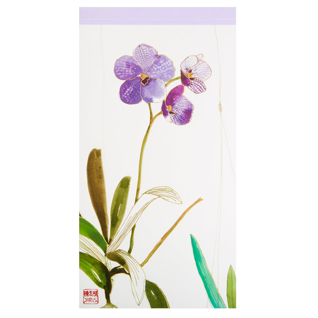Exotic Orchids Notepad by Chinoiserie Artist Chris Chun