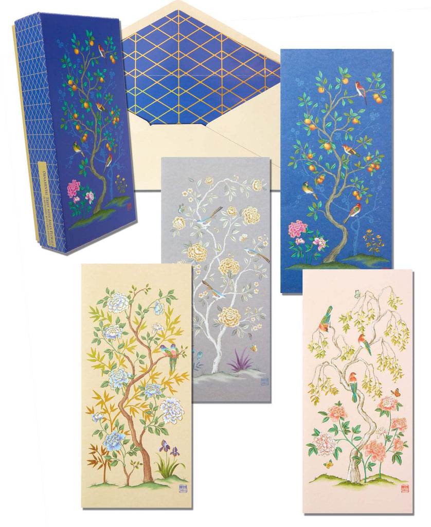 Chinoiserie Tree Notecard Set of 20 cards in 4 different designs.