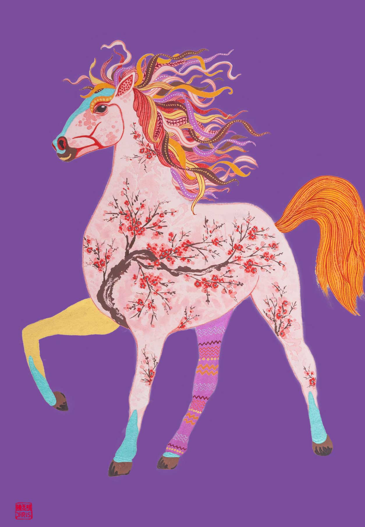 Chinese Zodiac Horse Print by Artist Chris Chun