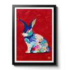 Framed Water Rabbit Chinese Zodiac Art Print by Artist Chris Chun