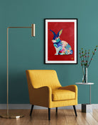 Framed Water Rabbit Chinese Zodiac Art Print on Wall by Artist Chris Chun