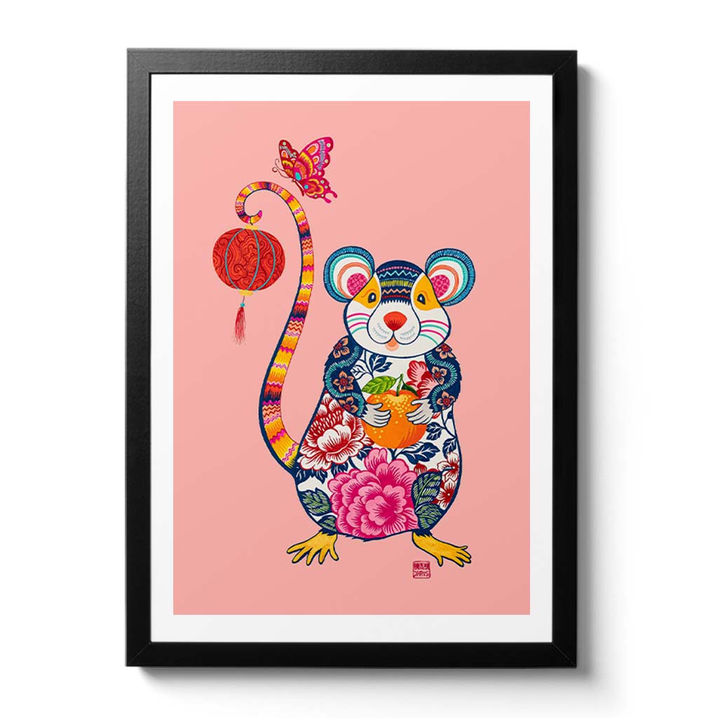 Papercut Rat Chinese Zodiac Fine Art Print by Artist and Textile Designer Chris Chun