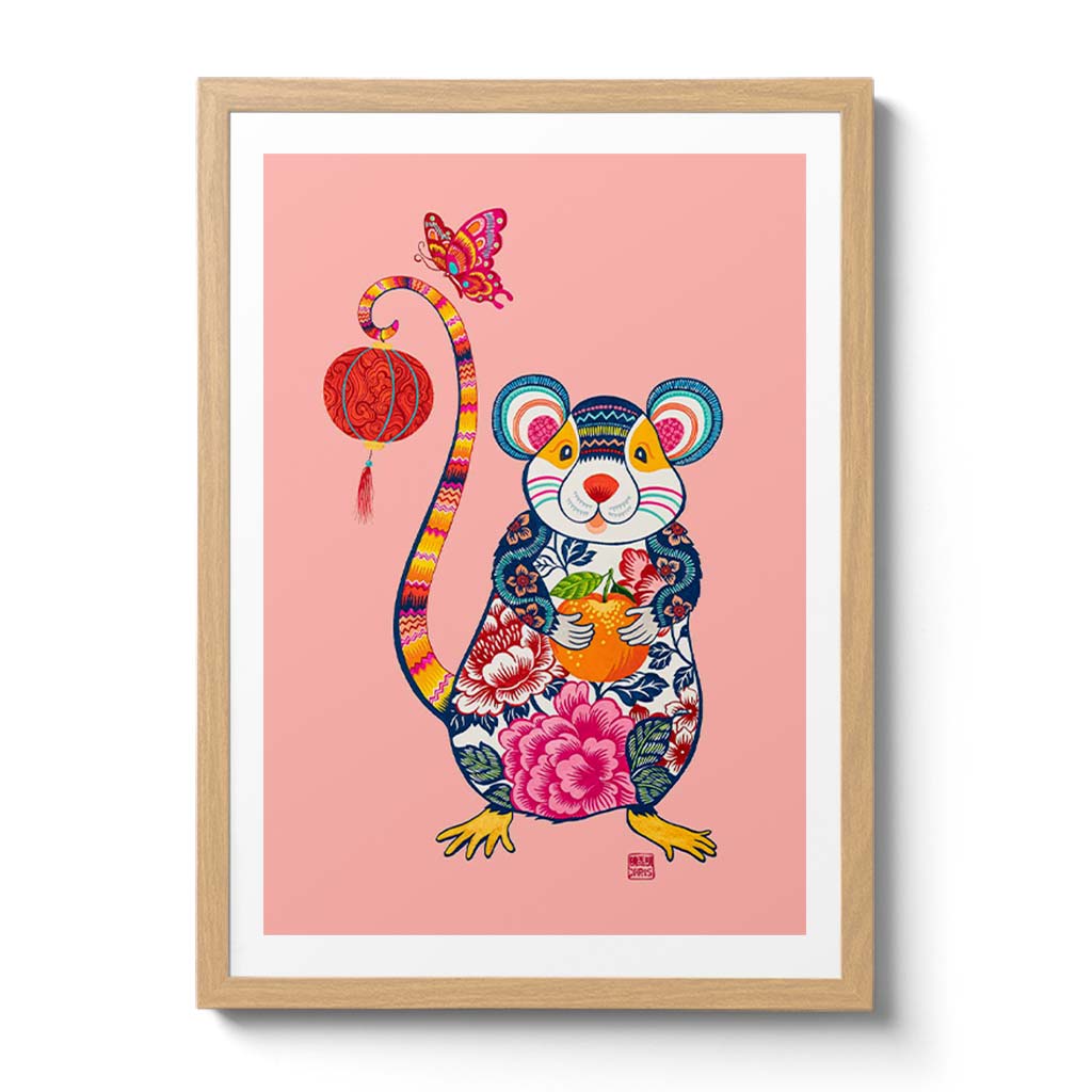 Papercut Rat Chinese Zodiac Fine Art Print by Artist and Textile Designer Chris Chun
