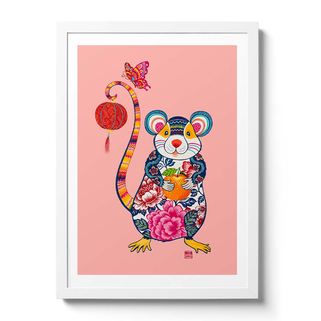 Papercut Rat Chinese Zodiac Fine Art Print by Artist and Textile Designer Chris Chun