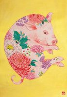 Chinese Zodiac Pig Fine Art Print. Available Framed/ Unframed. A unique and ideal present for those born in Year of the Pig - .1935, 1947, 1959, 1971, 1983, 1995, 2007, 2019