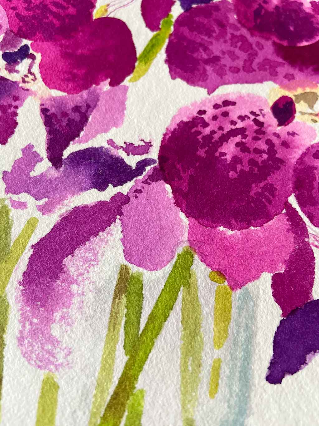 Original Orchid Still Life Painting by Artist Chris Chun who is a renowned Chinoiserie Artist and Textile Designer.