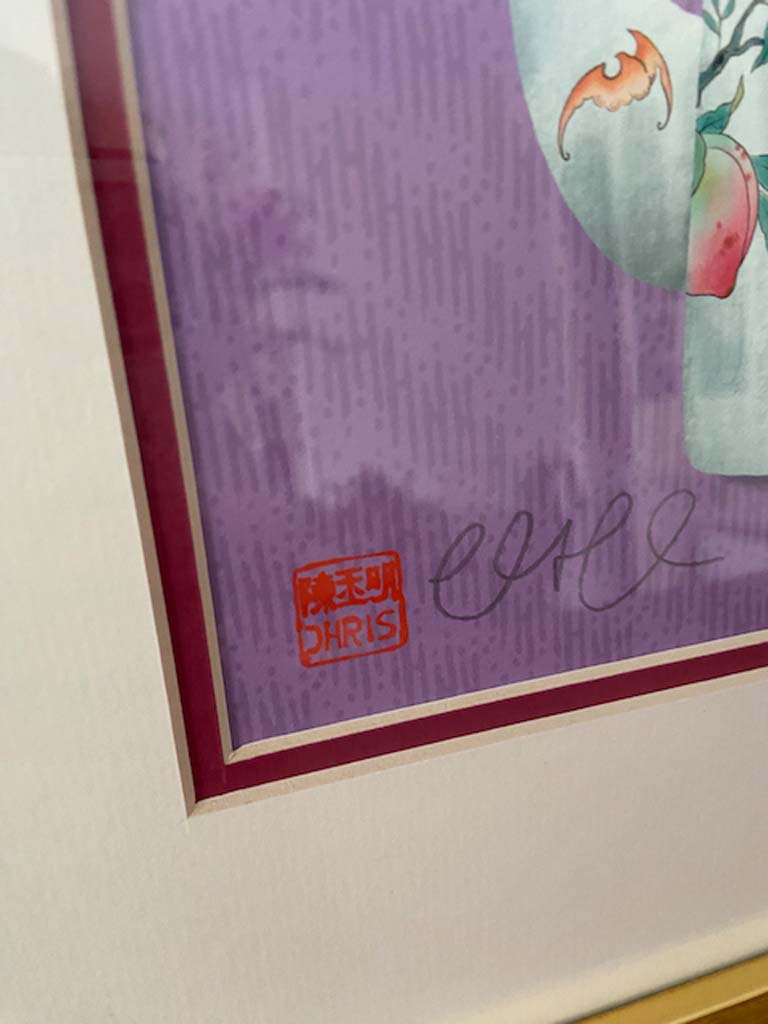 Framed 'Teapot of Prosperity' Zodiac Rat Print. Hand Signed by Artist Chris Chun