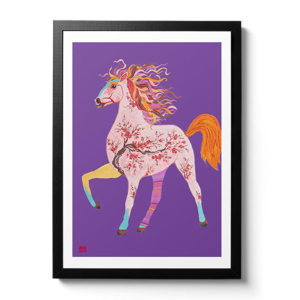 Chinese Zodiac Horse Fine Art Print. Available Framed/ Unframed. A unique and ideal present for those born in Year of the Horse -  1930, 1942, 1954, 1966, 1978, 1990, 2002, 2014, 2026