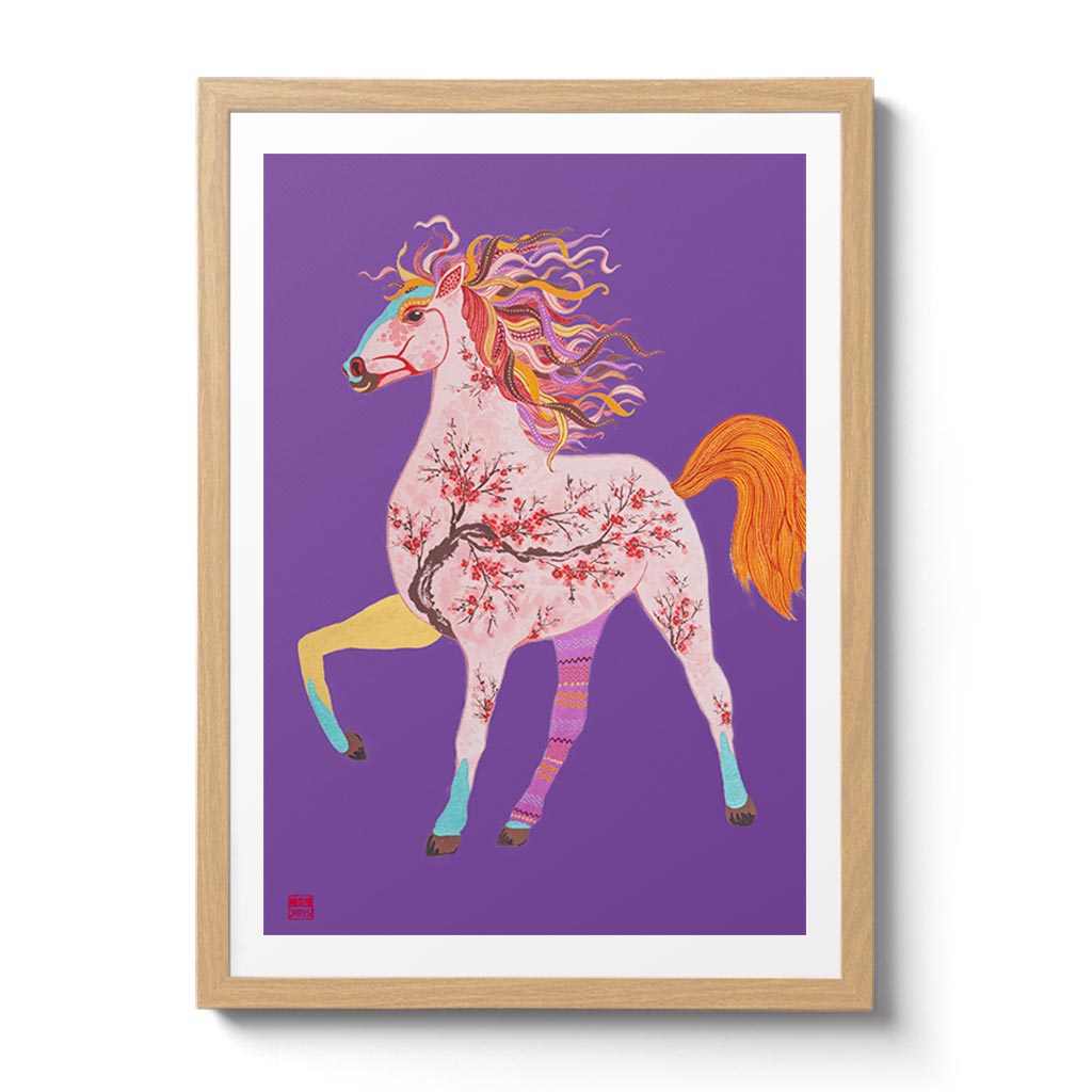 Chinese Zodiac Horse Fine Art Print. Available Framed/ Unframed. A unique and ideal present for those born in Year of the Horse -  1930, 1942, 1954, 1966, 1978, 1990, 2002, 2014, 2026.