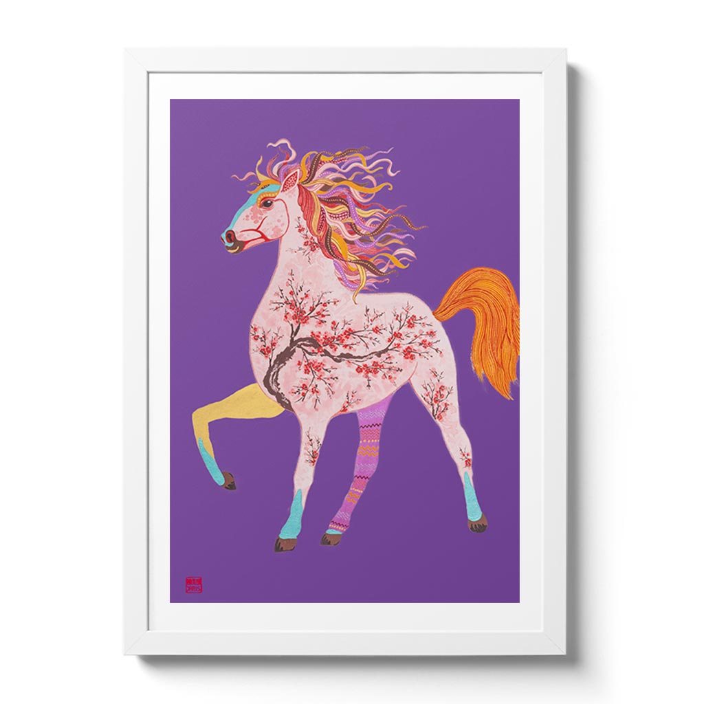 Chinese Zodiac Horse Fine Art Print. Available Framed/ Unframed. A unique and ideal present for those born in Year of the Horse -  1930, 1942, 1954, 1966, 1978, 1990, 2002, 2014, 2026
