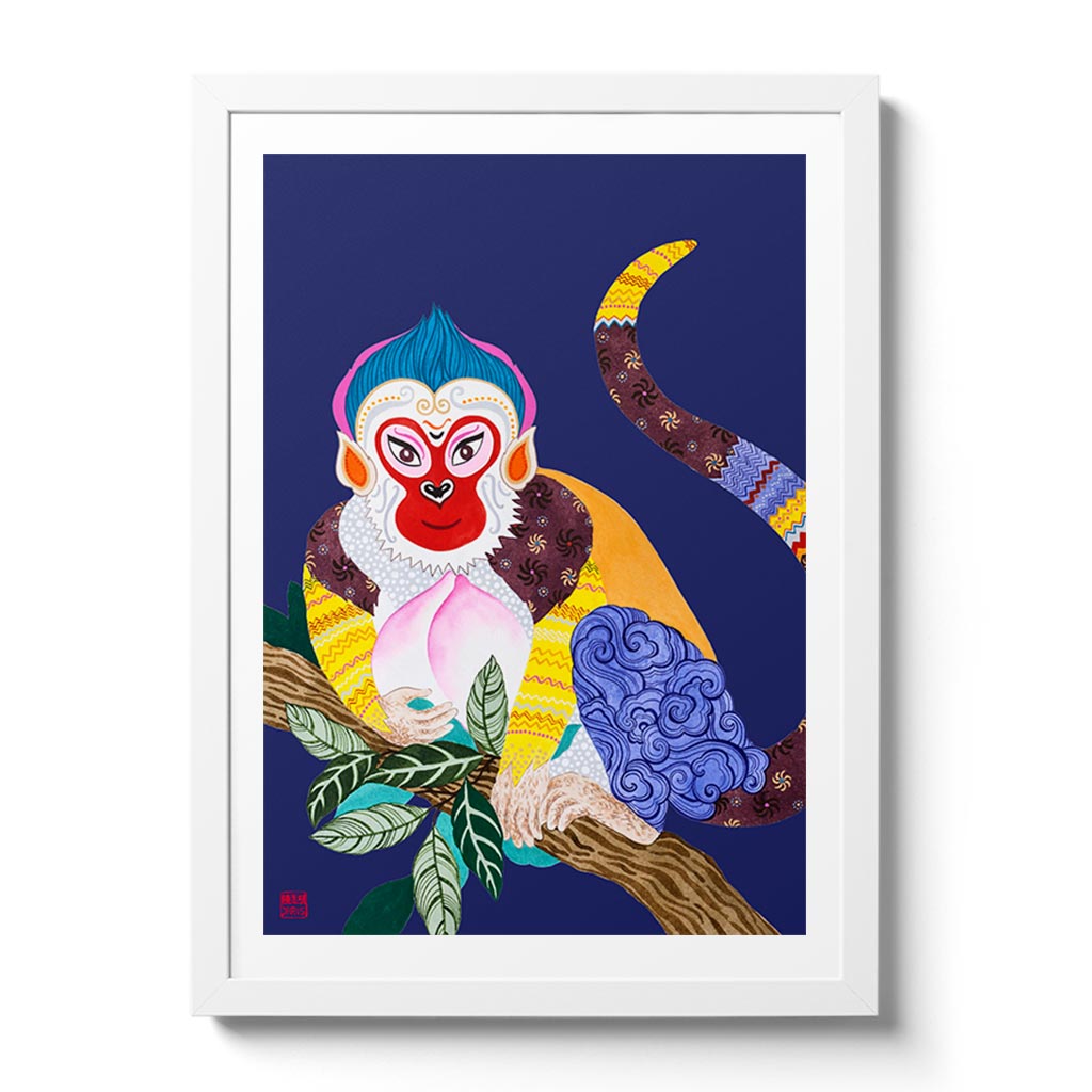 Chinese Zodiac Monkey Fine Art Print. Available Framed/ Unframed. A unique and ideal present for those born in Year of the Monkey - 1932, 1944, 1956, 1968, 1980, 1992, 2004, 2016.