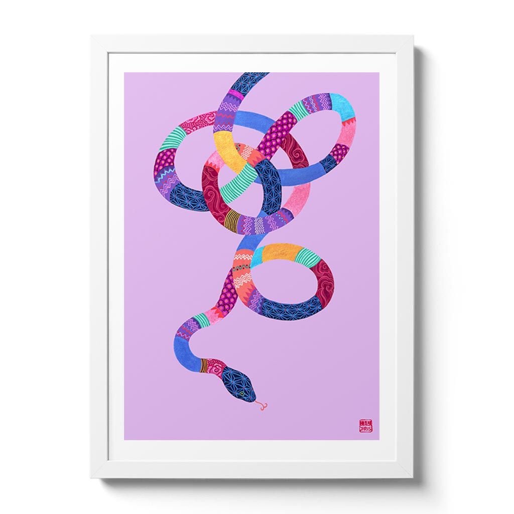 Chinese Zodiac Snake Fine Art Print by Australian Chinese Artist Chris Chun. The perfect gift for those born in 1929, 1941, 1953, 1965, 1977, 1989, 2001, 2013, 2025 as they have been created to bring good fortune, health and prosperity to their owners!